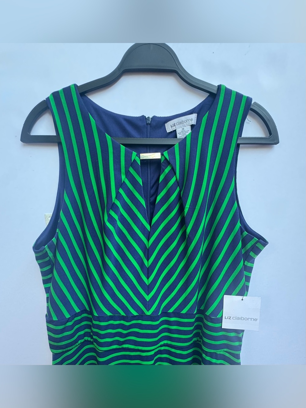 NWT Liz Claiborne Striped Keyhole Fit-and-Flare Midi Dress – Size 16 - Picture 5 of 16